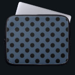 Black polka dots on gray-blue laptop sleeve<br><div class="desc">Black polka dots on gray-blue</div>