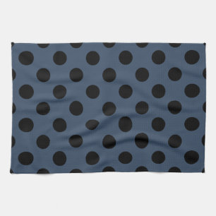 Black polka dots on grey-blue kitchen towel