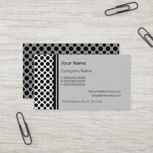 Black Polka Dots on Grey Custom Business Cards