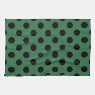 Black polka dots on kelly green kitchen towel