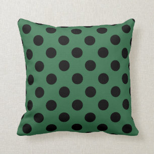 Black polka dots on kelly green throw pillow