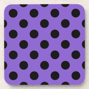 Black polka dots on lavender coaster