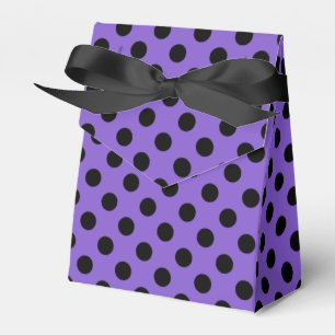 Black polka dots on lavender favor box