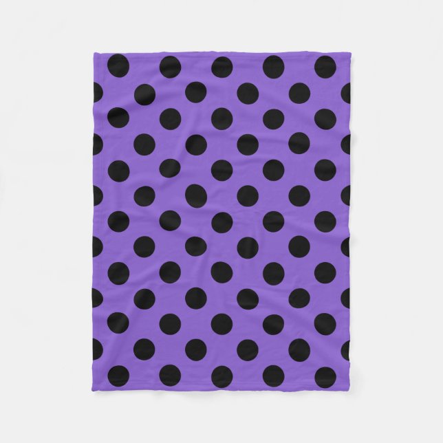 Black polka dots on lavender fleece blanket (Front)