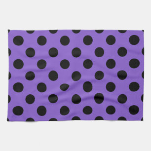 Black polka dots on lavender kitchen towel