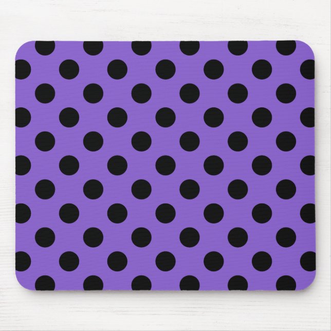 Black polka dots on lavender mouse pad (Front)