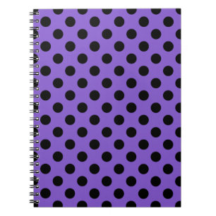 Black polka dots on lavender notebook