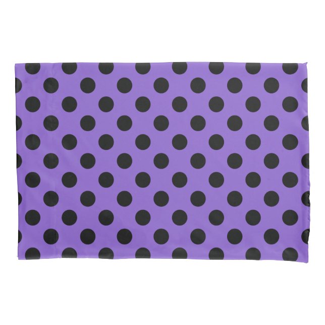 Black polka dots on lavender pillowcase (Front)