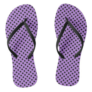 Black Polka Dots on Lavender Purple Flip Flops