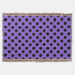 Black polka dots on lavender throw blanket