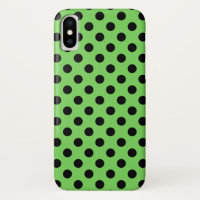 Black polka dots on lime green