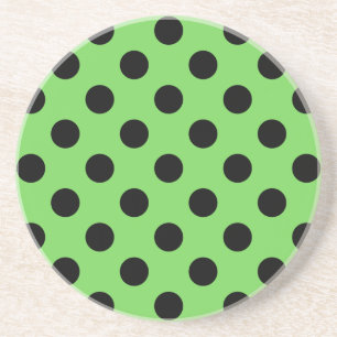 Black polka dots on lime green coaster