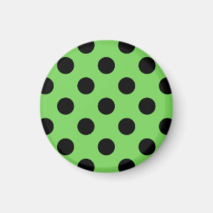 Black polka dots on lime green magnet