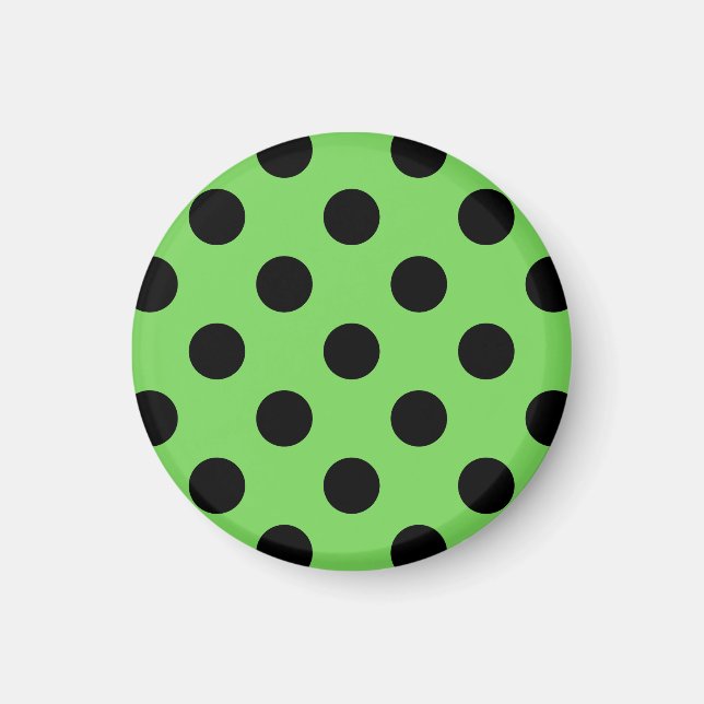 Black polka dots on lime green magnet (Front)