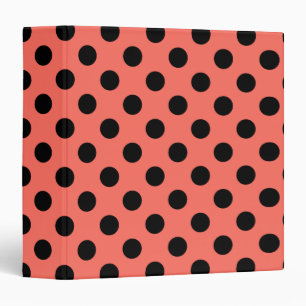 Black polka dots on living coral binder