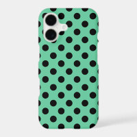 Black polka dots on mint green