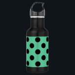 Black polka dots on mint green 532 ml water bottle<br><div class="desc">Black polka dots on mint green</div>