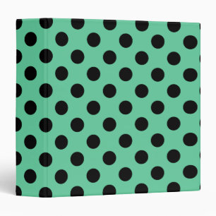Black polka dots on mint green binder