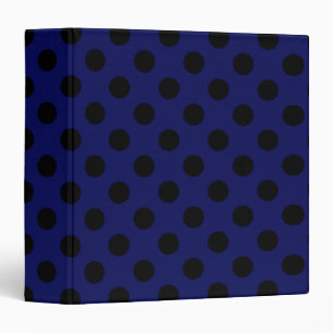 Black polka dots on navy blue binder