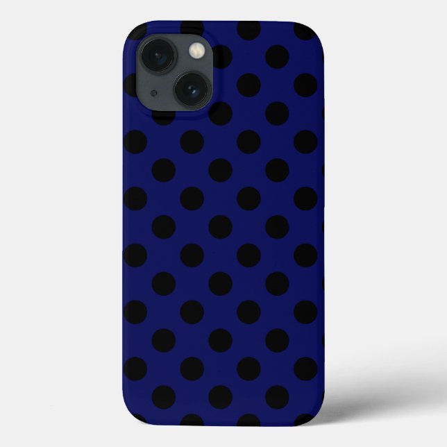 Black polka dots on navy blue Case-Mate iPhone cas Case-Mate iPhone Case (Back)