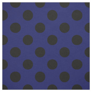 Black polka dots on navy blue fabric