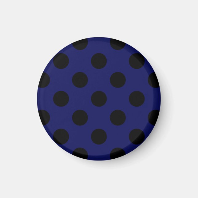 Black polka dots on navy blue magnet (Front)