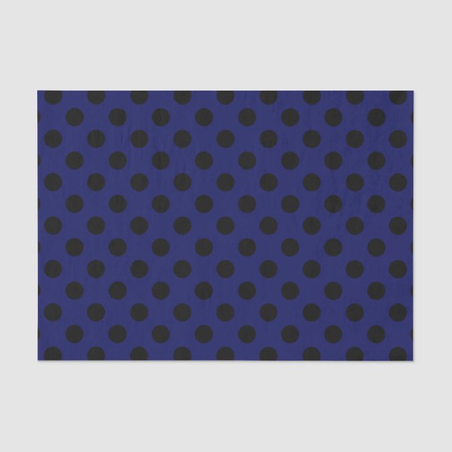 Black polka dots on navy blue tissue paper (Front)