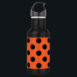 Black polka dots on orange 532 ml water bottle<br><div class="desc">Black polka dots on orange</div>