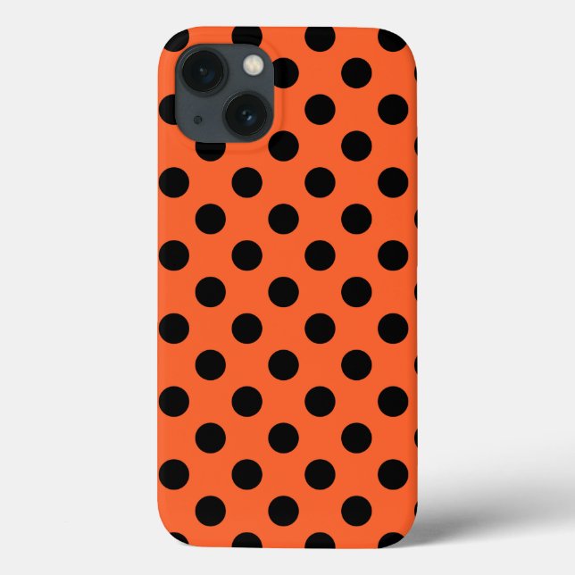 Black polka dots on orange Case-Mate iPhone case (Back)