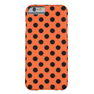 Black polka dots on orange barely there iPhone 6 case