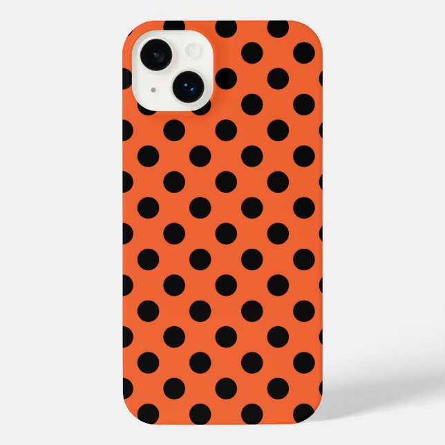 Black polka dots on orange  iPhone case (Back)