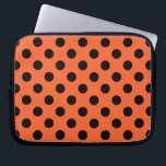 Black polka dots on orange laptop sleeve<br><div class="desc">Black polka dots on orange</div>