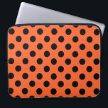 Black polka dots on orange laptop sleeve<br><div class="desc">Black polka dots on orange</div>