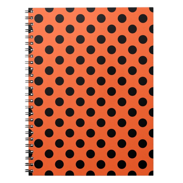 Black polka dots on orange notebook (Front)