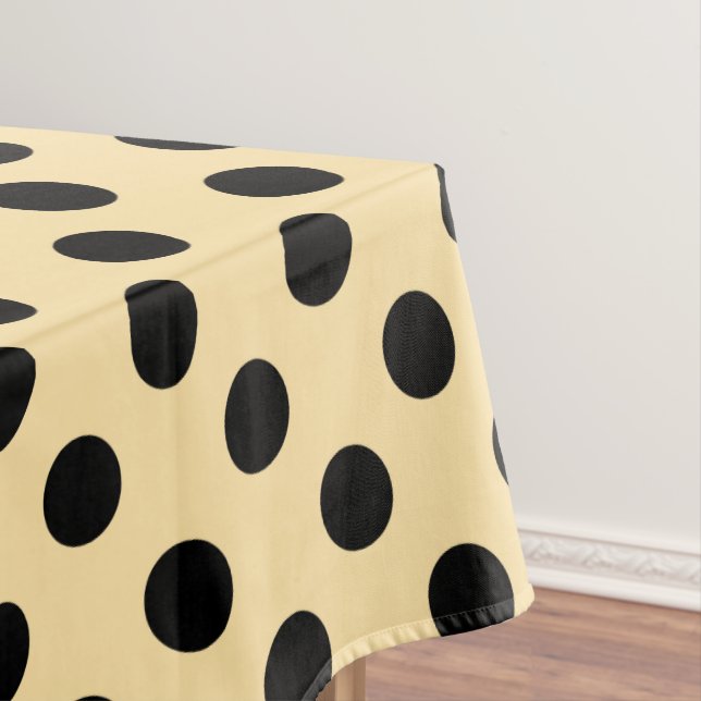 Black polka dots on pale yellow tablecloth (In Situ)