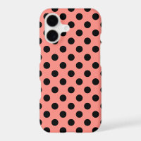 Black polka dots on peach 