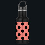 Black polka dots on peach 532 ml water bottle<br><div class="desc">Black polka dots on peach</div>