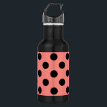 Black polka dots on peach 532 ml water bottle<br><div class="desc">Black polka dots on peach</div>