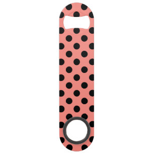 Black polka dots on peach bar key