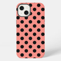 Black polka dots on peach Case-Mate iPhone case