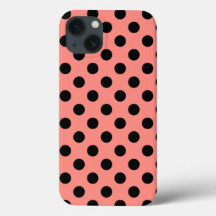 Black polka dots on peach Case-Mate iPhone case