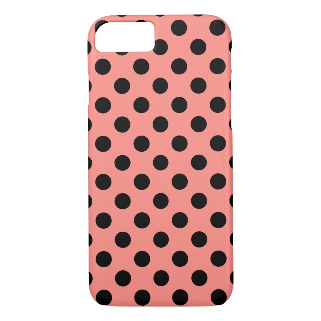 Black polka dots on peach Case-Mate iPhone case (Back)