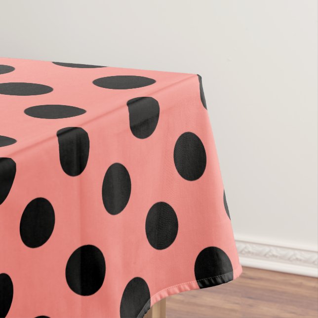 Black polka dots on peach tablecloth (In Situ)