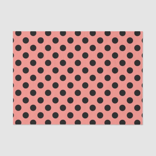 Black polka dots on peach tissue paper (Front)