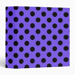 Black polka dots on periwinkle binder
