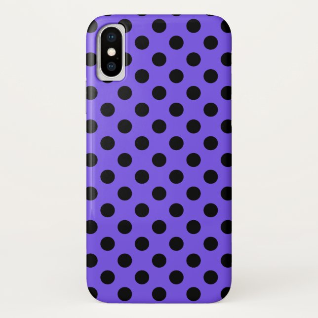 Black polka dots on periwinkle Case-Mate iPhone case (Back)