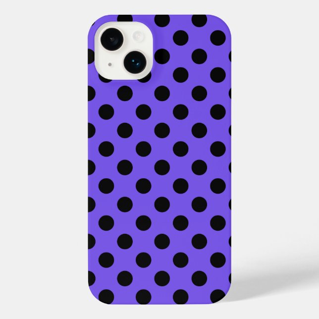 Black polka dots on periwinkle iPhone case (Back)