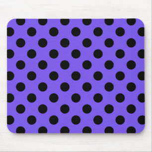 Black polka dots on periwinkle mouse pad