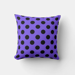 Black polka dots on periwinkle throw pillow