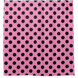 Black polka dots on pink
